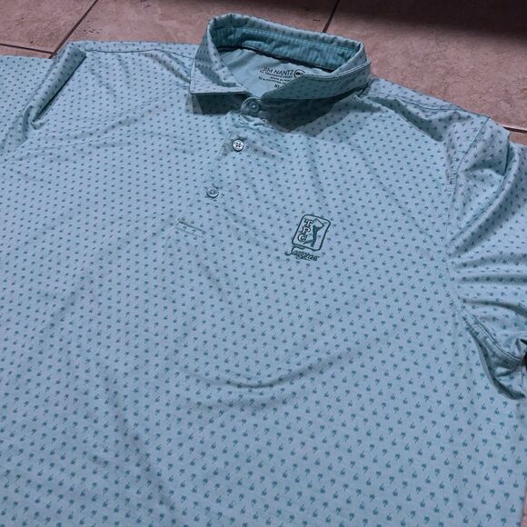 Vineyard Vines Shirt Men XL Jim Nantz BRRR Golf Polo Green Tropical TPC Sawgrass - Picture 4 of 8